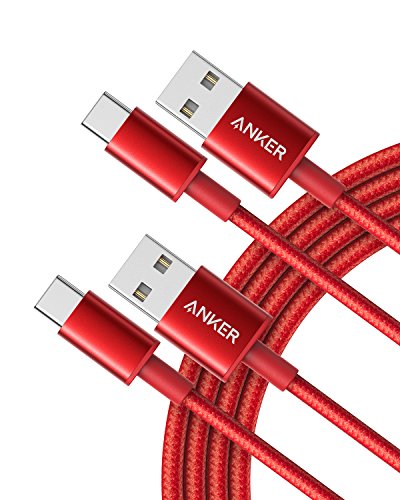 USB Type C Cable, Anker [2-Pack 6 Foot] Premium Nylon USB-C to USB-A Fast Charging Type C Cable, for Samsung Galaxy S10 / S9 / S8 / Note 8, LG V20 / G5 / G6 and More(Red)