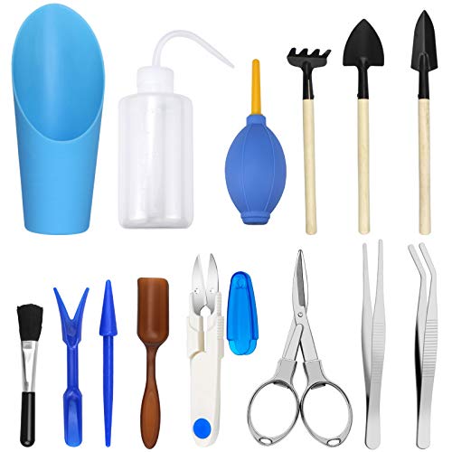 Homgaty 14 Pieces Succulent Tools, Mini Garden Tool Set, Miniature Garden Planting Transplanting Tools Set, Hand Tools for Indoor Miniature Fairy Gardening Plant Care