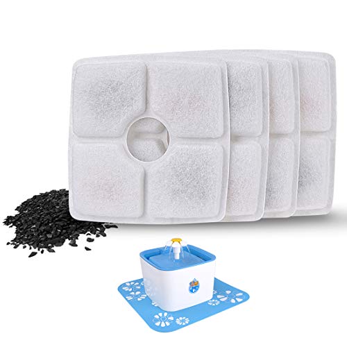 Cat Water Fountain Filters, 4 Packs Filter for Automatic Cat Water Filter, Carbon Replacement Filter for 84oz/2.5L Pet Water Fountain, Dog Water Dispensers