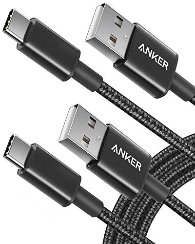 Book Cover USB C Cable, Anker [2-Pack, 6 ft] Type C Charger Premium Nylon USB Cable , USB A to Type C Charging Cable Fast Charge for Samsung Galaxy S10 S10+ / Note 8, LG V20 and Other USB C Charger (Black)