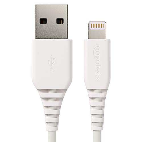 AmazonBasics Lightning to USB A Cable, MFi Certified iPhone Charger, White, 4 Inch