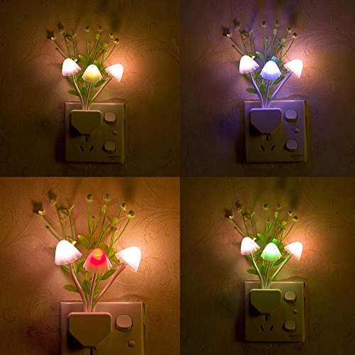 Dirance Romantic Colorful Sensor LED Mushroom Wall Lamp Night Light Bedside Lamp for Kids Bedroom Decor (Multicolor)