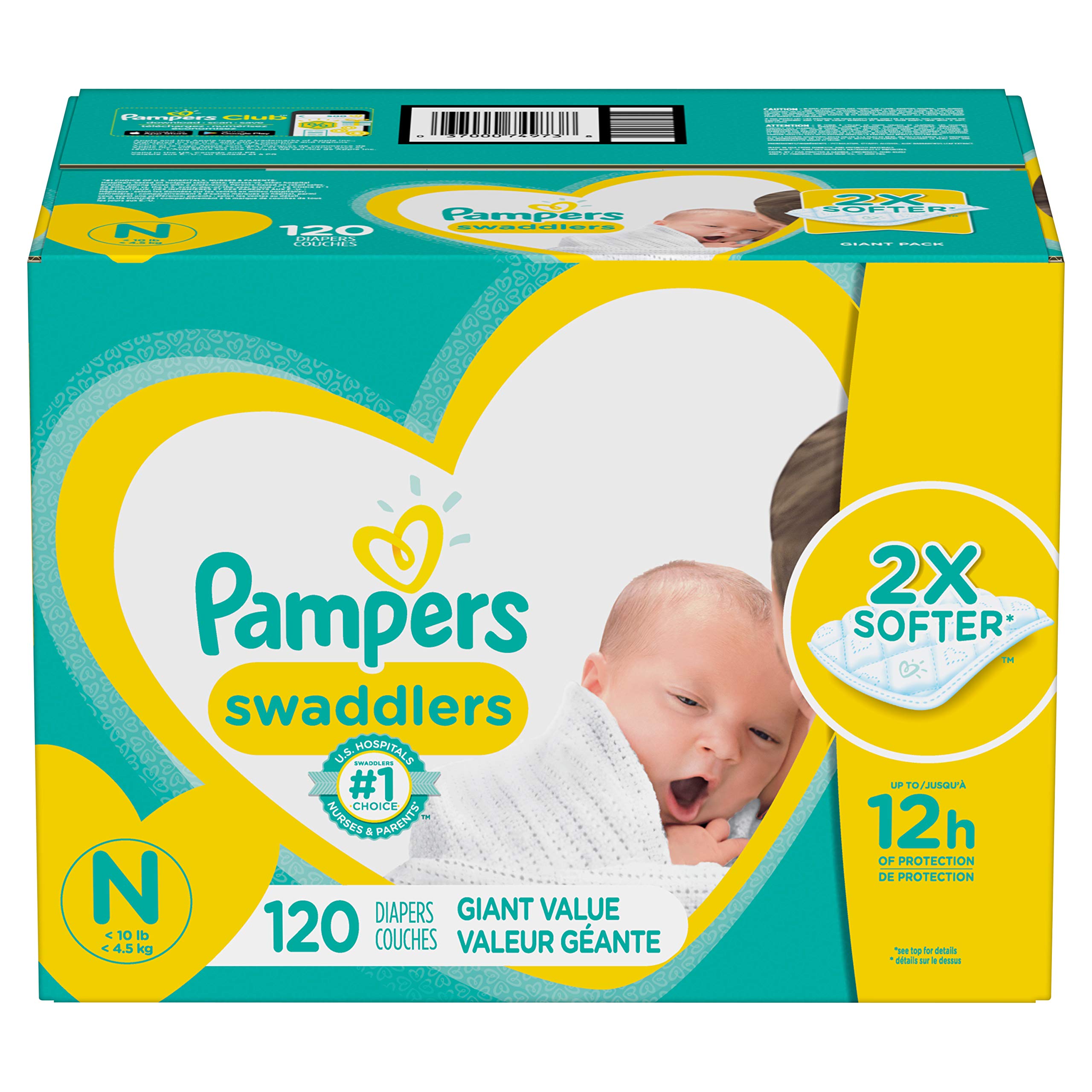 Book Cover Baby Diapers Newborn/Size 0 (< 10 lb), 120 Count - Pampers Swaddlers, ONE MONTH SUPPLY (Packaging May Vary) 120 Count (Pack of 1)
