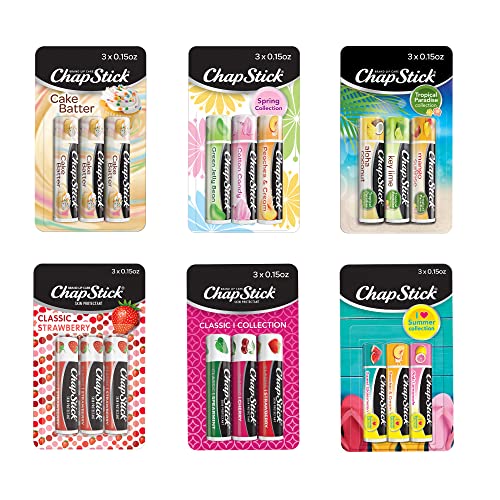ChapStick Spring/Summer Seasonal Flavored Lip Balm Pack to moisturize your lips, 3 Count (Pack of 6)