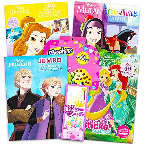 Disney Princess Coloring Book Super Set - Bundle Includes 4 Disney Princess Books Filled with Over 400 Coloring Pages and Activities and Over 175 Stickers (Princess Party Set)