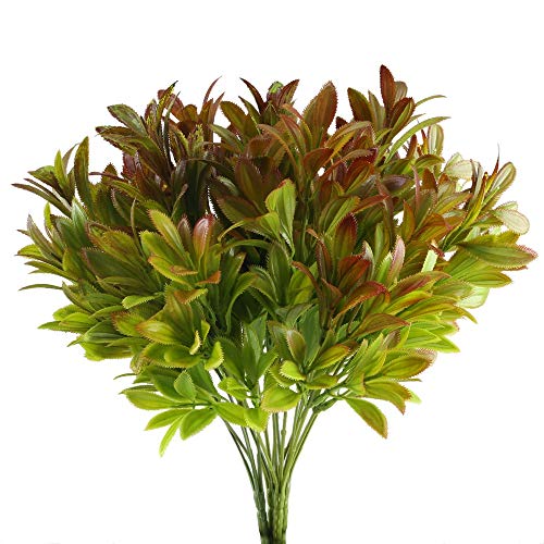 Nahuaa 4PCS Artificial Flowers for Outdoors Fake Spring Flowers Faux Plastic Shrubs Indoor Outside Table Centerpieces Arrangements Home Kitchen Office Windowsill Summer Fall Decorations