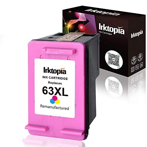Inktopia Remanufactured for HP 63XL Ink Cartridges Replacement 1 Tri-Color, High Yield and Ink Level Display Used in HP Officejet 3830 4650 HP Envy 4512 4516 4520 Deskjet 1112 2130 3630