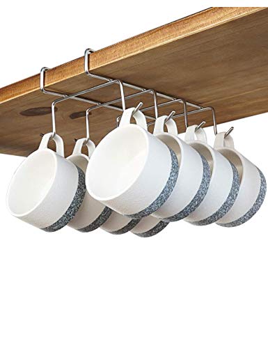 bafvt Coffee Mug Holder - 304 Stainless Steel 8 Hooks Cup Rack Under Shelf, Fit for The Cabinet 0.8" or Less