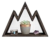 Mkono Wall Shelf Mountain Wood Hanging Shelves Rustic Display Organizer Storage Home Decor