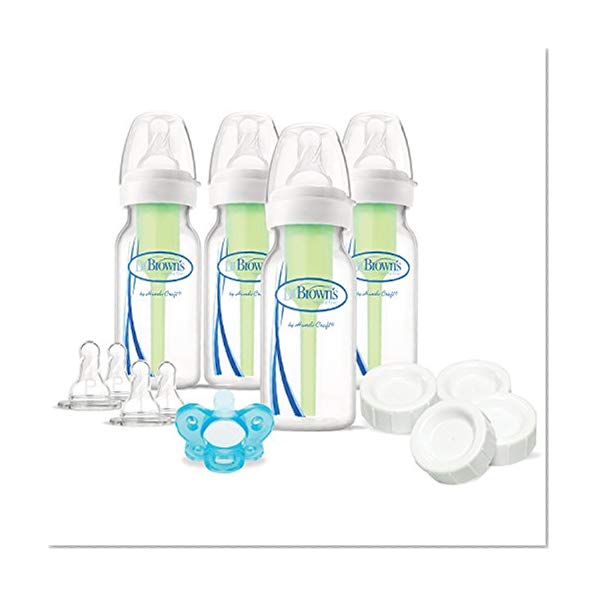 Dr. Brown's Options Slow Flow Bottle Set for Breastfed Baby, 4 Ounce, Clear
