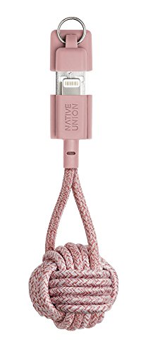 Native Union Key Cable - Ultra-Strong Reinforced [MFi Certified] Durable Lightning to USB-A High Speed Charging Cable with Key Fob Compatible with for iPhone 14, iPhone 13 and Earlier (Rose)