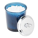 mDesign Bathroom Vanity Storage Organizer Apothecary Canister Jar for Cotton Balls, Swabs, Makeup Sponges, Bath Salts, Hair Ties, Jewelry - Dark Blue/Chrome Lid