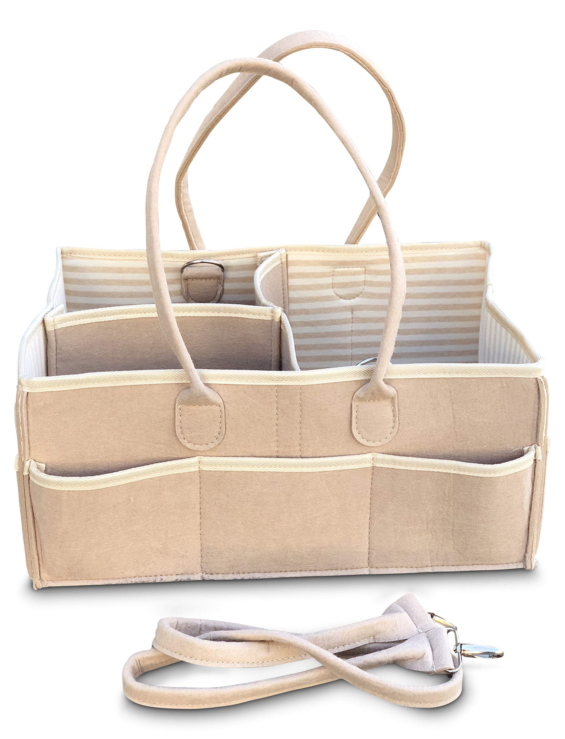 Book Cover Baby Diaper Caddy Organizer Bag -Organic Cotton Lining | Essential for Changing Station Table | Hypoallergenic Nursery Storage Bin Ex Large for wipes, diapers, & cream |Baby Shower Registry Must Have
