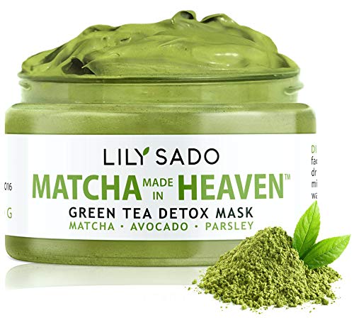 LILY SADO Green Tea Face Mask - Organic Natural VEGAN Facial Mask - Anti-Aging, Antioxidant Defense Against Acne, Blackheads & Wrinkles for a Luscious, Soft Glowing Complexion - Best Mud Mask for Acne