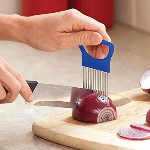 Book Cover BeeSpring Onion Holder Slicer Stainless Steel Prongs Vegetable Tomato Cutter Kitchen Tool