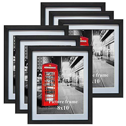 Book Cover 8x10 Black Picture Frames with Mat for Wall or Table Top Decoration, Set of 6