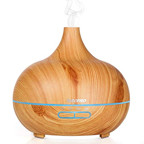 Ultrasonic air humidifier, RISEPRO 300ML Essential Oil Diffuser,4 timer modes w/multiple mood lights' choices, for Bedroom,Office,Yoga,Study,Spa CK1702C …