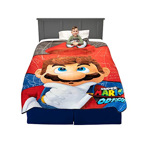 Book Cover Franco Kids Bedding Super Soft Micro Raschel Blanket, 62 in x 90 in, Mario