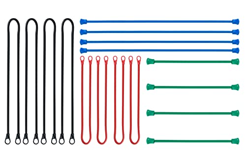 TIPU Gear Rubber Ties, 16 Pack: 24"(4-Pack)/18"(4-Pack)/12"(4-Pack)/6"(4-Pack), Reusable Rubber Twist Ties, All Purpose Bendable Tie for Indoor and Outdoor, Assorted Colors and Sizes
