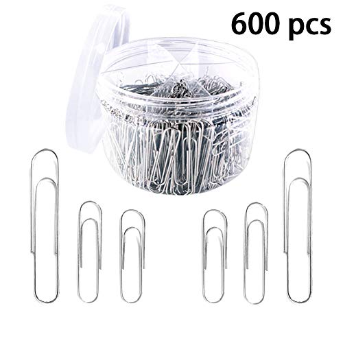 Book Cover Paper Clips - 600 Pieces Paperclips 28mm 33mm 50mm Sliver Stainless Paperclip for School Office Personal Document Organizing Professional Work