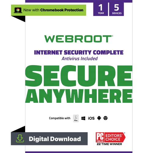 Book Cover Webroot Internet Security CompleteÂ 2022 | Antivirus Software against Computer Virus, Malware, Phishing and more |Â 5-Device | 1-Year ProtectionÂ |Â Download