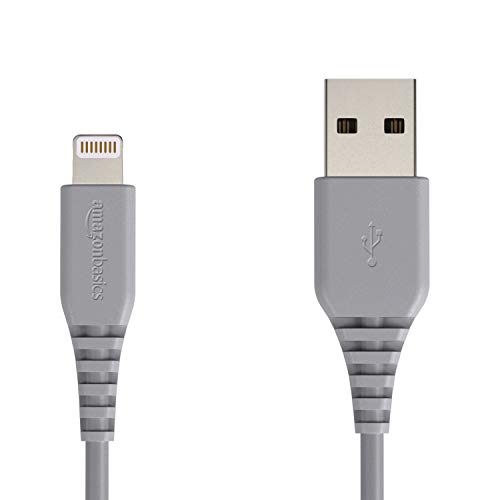 Amazon Basics MFi-Certified Lightning to USB A Cable for Apple iPhone and iPad - 6 Feet (1.8 Meters) - Gray