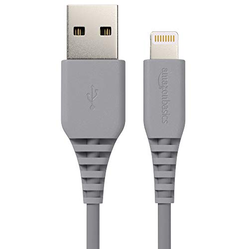 AmazonBasics Lightning to USB A Cable, MFi Certified iPhone Charger, Grey, 4 Inch