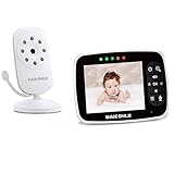 Baby Monitor, Video Baby Monitor 3.5" Large LCD Screen, Baby Monitors with Camera and Audio Night Vision,Support Multi Camera,ECO Mode,Two Way Talk Temperature Sensor,Built-in Lullabies (3.5)