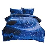 NTBED 3D Galaxy Comforter Sets Full Size Outer Space Reversible Quilted Bed Sets Lightweight Ultra Soft Microfiber Bedding for Boys Teen