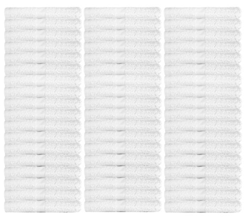 Book Cover Wealuxe Cotton Washcloths - Soft Absorbent Bathroom Face Towels - 12x12 Inch - White - 48 Pack
