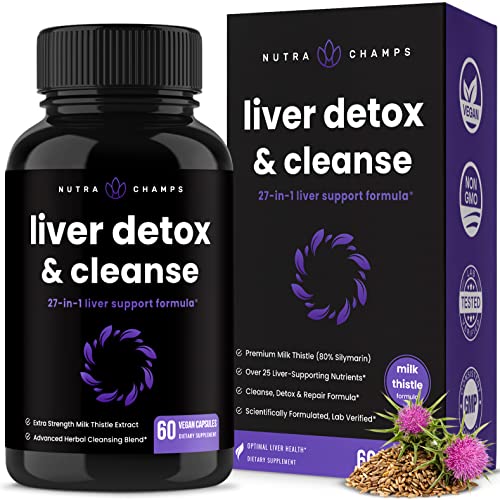 Liver Cleanse Detox & Repair | Milk Thistle Extract with Silymarin 80%, Artichoke Extract, Dandelion Root, Chicory, 25+ Herbs | Premium Liver Health Formula | Liver Support Detox Cleanse Supplement