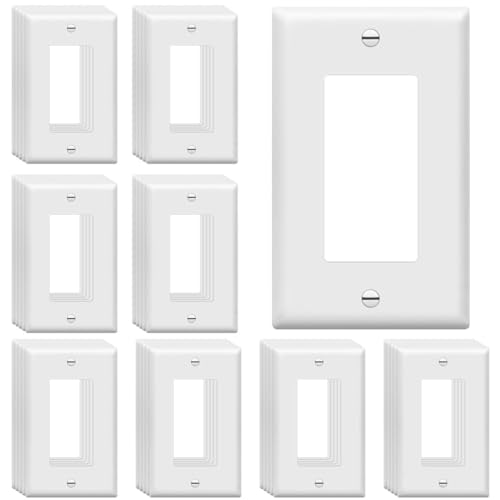 Enerlites 8831-W-40PCS Decorator GFCI Switch Wall Plates, 1-Gang Standard Size, Unbreakable Polycarbonate, White (40 Pack)