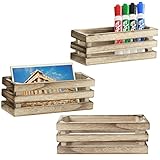 MyGift Set of 3 Burnt Wood Mini Magnetic Storage Box, Dry Erase Marker Holder for Whiteboard, Desktop Office Supplies Organizer Crates