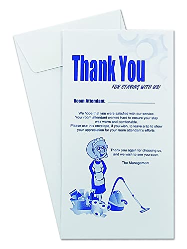 500 Cashier Depot Housekeeping Tip Thank you Envelope, White, 3 1/2" X 6 1/2", Premium 24lb. White, 500/box (HK7W)