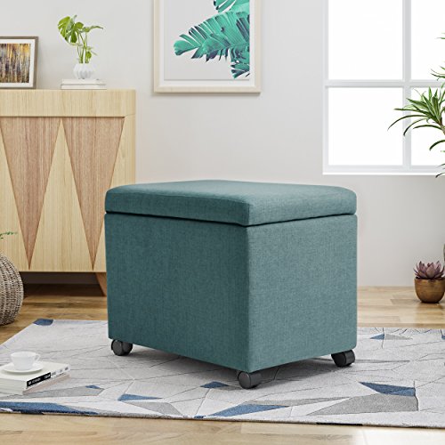 Christopher Knight Home 305245 Mateo Traditional Home Office Fabric File Storage Ottoman, Blue,