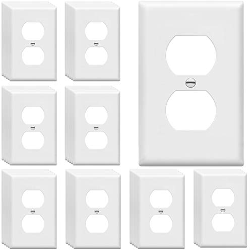ENERLITES Duplex Receptacle Outlet Wall Plate, Gloss Finish, Size 1-Gang 4.50" x 2.76", Unbreakable Polycarbonate Thermoplastic, UL Listed, 8821-W-40PCS, White (40 Pack)