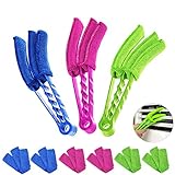 9 Sets Window Blinds Brush Dust Cleaner, 3 Pack Cleaner Brush with 6 Extra Microfiber Sleeves for Air Conditioner Shutters Dust Collector Cleaning Cloth Tool