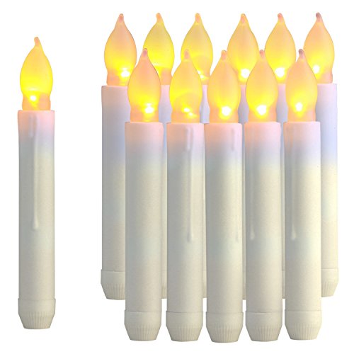 Book Cover Raycare 12PCS LED Taper Candle Lights, Harry Potter Floating Candles, Battery Operated Tapered Candles for Themed Party, Church, Christmas Decorations