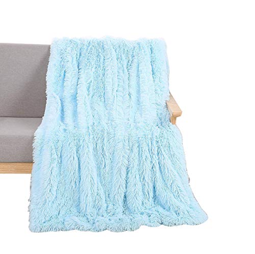 YOU SA Extra Soft Faux Fur Throw Blanket Ultra Plush Decorative Throw Blanket Tie Dye Throws 51''x63'', Tie Dye Blue