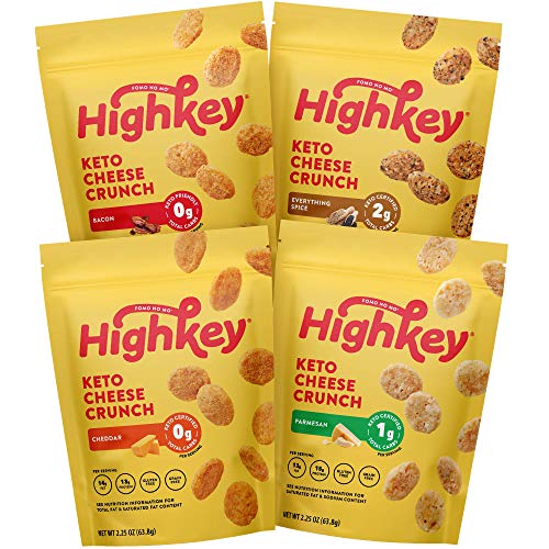 HighKey Snacks Cheese Crunch - Cheese & Egg White High Protein Cheese Crisps - Low Carb, Keto Friendly, Gluten Free, Healthy Snack - Ketogenic Food For Any Diet with Natural Ingredients - Variety