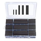 280pcs 3:1 Dual Wall Adhesive Heat Shrink Tubing Kit, 5 Sizes (Diameter): 3/8, 1/4, 3/16, 1/8, 3/32-inch, Marine Cable Wire Sleeve Tube Wrap Assortment with Storage Case for DIY by MILAPEAK (Black)
