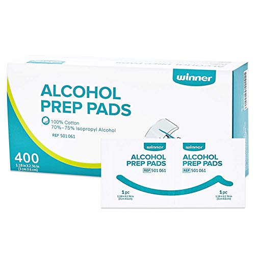 Winner Prep Pads, 4-Ply Square Cotton Pads Well-Saturated, 400 Wipes (1.18â€ X 2.36â€)