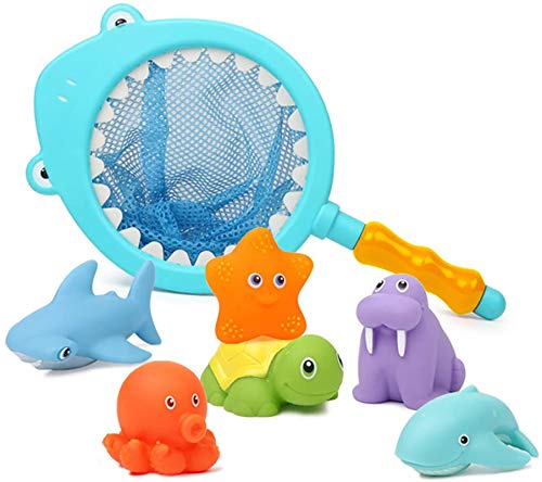 Book Cover Bath Toy, Water Spraying Discoloration Floating Animals, Bathroom Pool Accessory, Shark Fishing Play Set for Babies and Kids