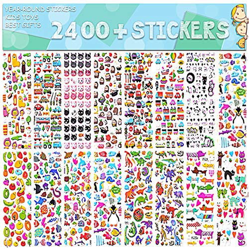 Stickers for Kids 2400+, 48 Sheets, Motorcycle Bicycle, Luggage Decal,Graffiti Patches Multiple Style Incentive Stickers for Teachers - No-Duplicate Sticker Pack