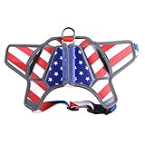 Weetall Dog Harness, No-Pull & Adjustable Large Dog Harness, American Flag Theme Dog Vest with Reflective Straps for Large Breed