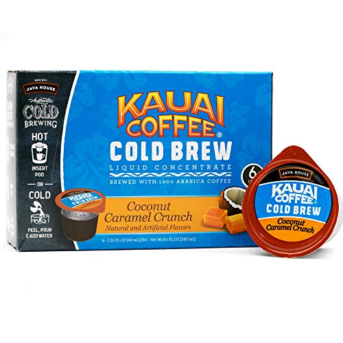 Java House Cold Brew Coffee Concentrate Liquid Pods 1.35 Fluid Ounces Kauai Coconut Caramel Crunch, 8.1 Fl Oz