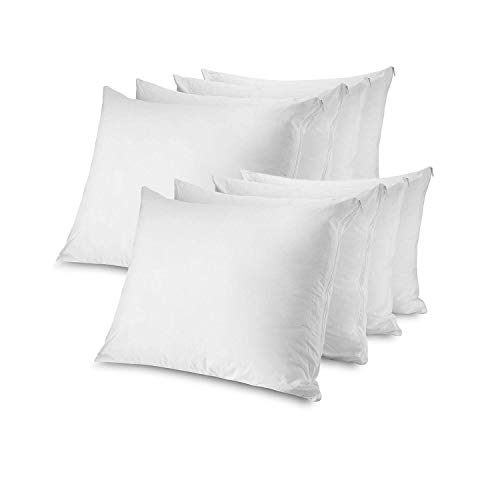 Mastertex Zippered Pillow Protectors Standard 8 Pack | 100% Cotton Breathable Pillow Covers | Protects from Dirt, Dust & Allergens | Hypoallergenic & Quiet (Standard - Set of 8-20x26)
