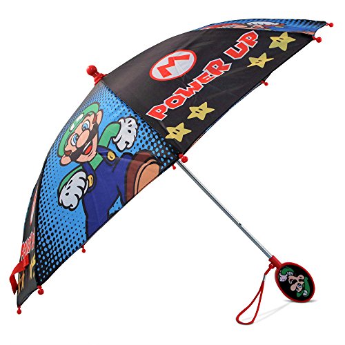 Book Cover Nintendo Little Boys Mario And Luigi Character Rainwear Umbrella, Blue/Black, Age 3-7