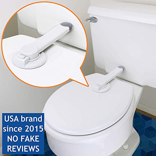 Book Cover Baby Toilet Lock by Wappa Baby - Ideal Baby Proof Toilet Lid Lock with Arm - No Tools Needed Easy Installation with 3M Adhesive - Top Safety Toilet Seat Lock - Fits Most Toilets - White (1 Pack)