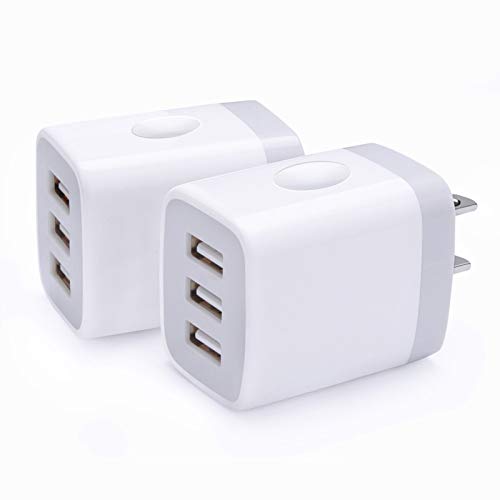 USB Charger Brick, 2Pack Multi 3-Port Travel USB Wall Charger 3.1A USB Plug Power Adapter Phone Charging Cube Station Box Base for iPhone 11 Pro Max/X 8 7 6 6S Plus,Samsung Galaxy Note 10+/9/8 S20 S10